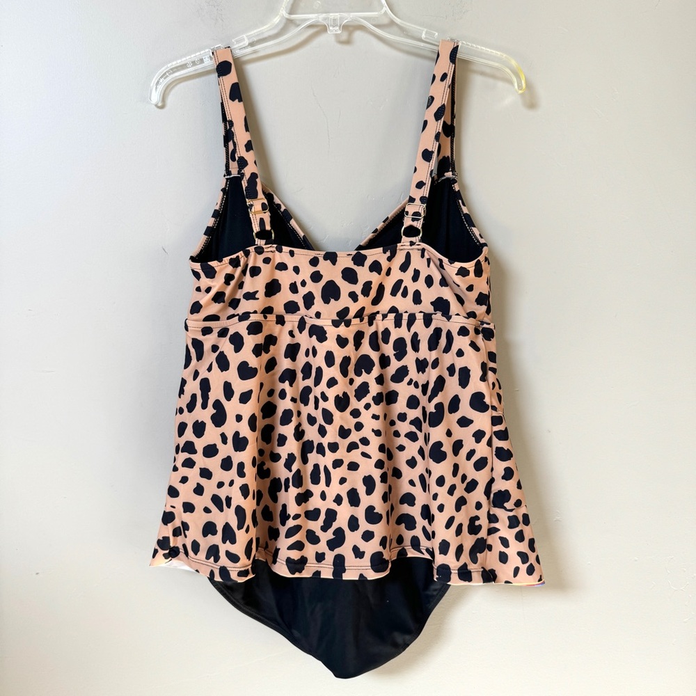 NWT Marina West triple ruffle leopard print one piece SPF 50+ swimsuit Sz Large - Picture 5 of 8